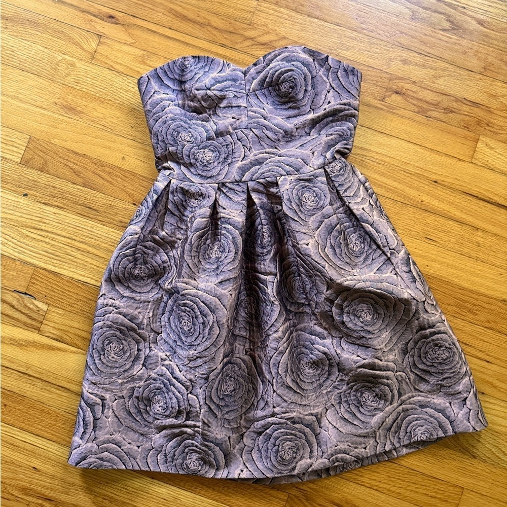 Hutch Strapless Floral Textured Mini Dress